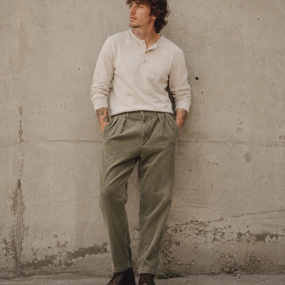 Polo Ralph Lauren Andrew Pant Men 36x36 (34X35) Green Pleated Wide Wale Corduroy